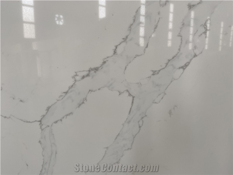 Calacatta White Quartz Slabs Engineered Quartz Surface Slabs From China