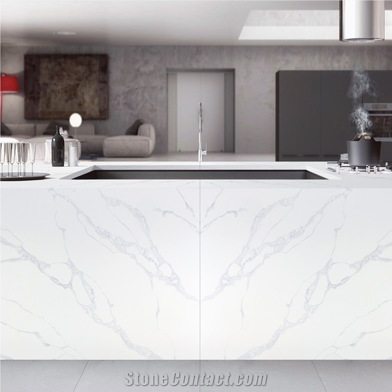 Artificial Calacatta White Quartz Slabs From China StoneContact