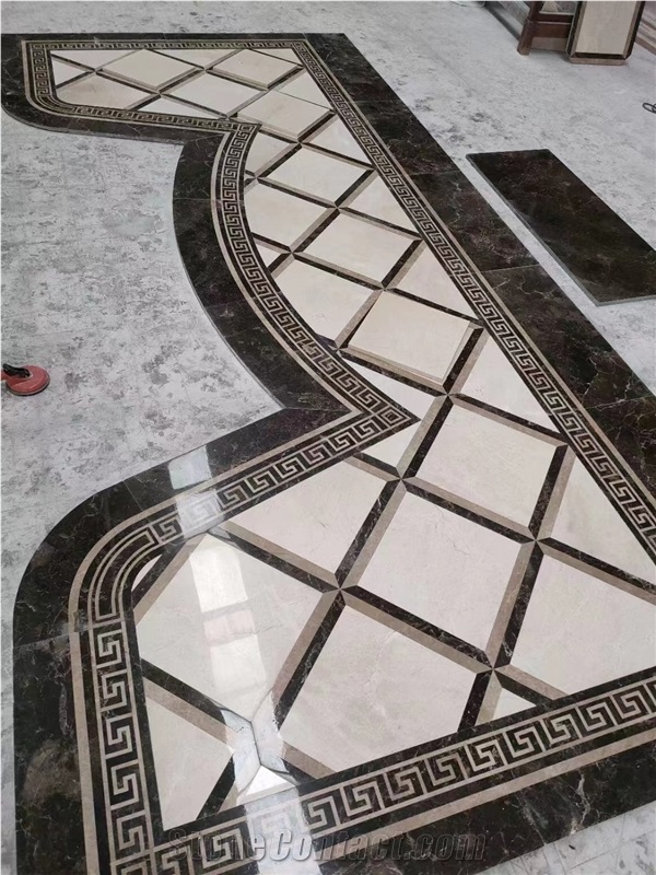 Marble Floor 3D Waterjet Mosaic Lobby Carpet Medallions From China