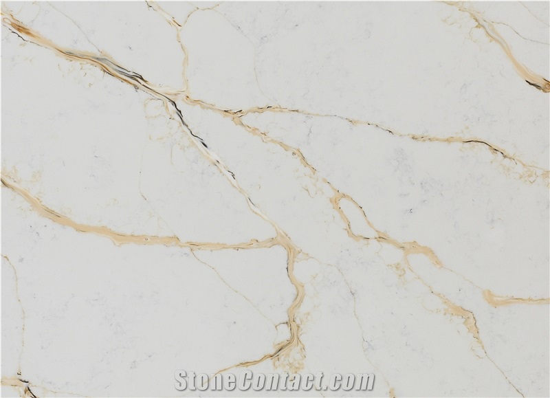 Calacatta Oro Classic Gold Quartz Slab From China StoneContact