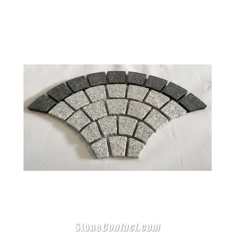 Outdoor Dark Grey Granite Driveway Pavers On Mesh Cubes From China