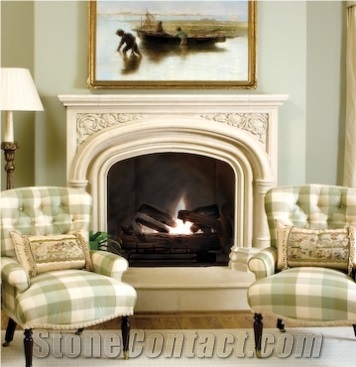  Scagliola Beige Limestone Fireplace Mantel from United States - StoneContact.com