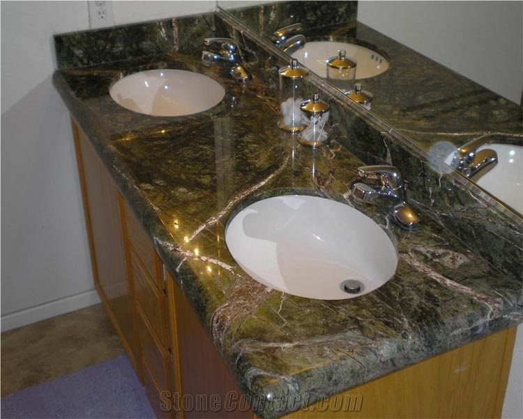 Rainforest Green Marble Vanity Top from India