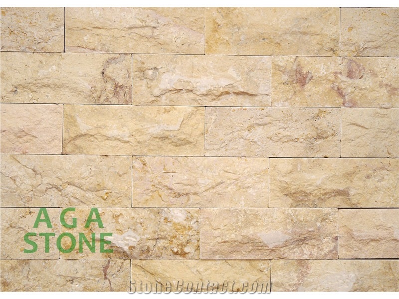 Split Stone Veneer (22x08 Cm), Assyr Gold Yellow Limestone from Hungary