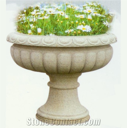 Garden Stone Flower Pot, Yellow Granite Flower Pot from China