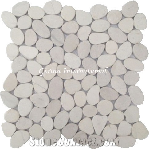 Pebble Stone Mosaic Tiles Cut Sliced From Indonesia 180542 Pebble Stone Mosaic Tiles Cut Sliced