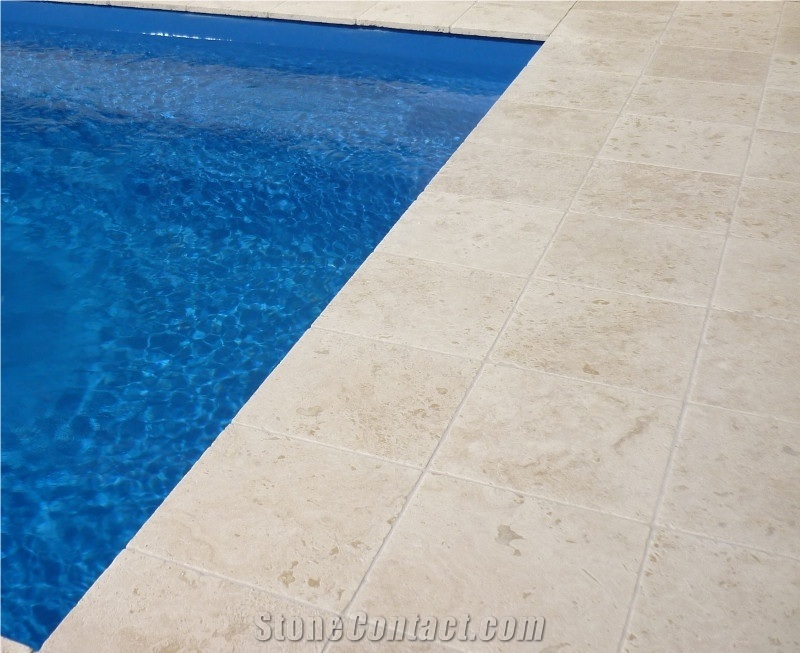 classic travertine tumbled and filled pool pavers, classic beige classic travertine tumbled and filled pool pavers, classic beige