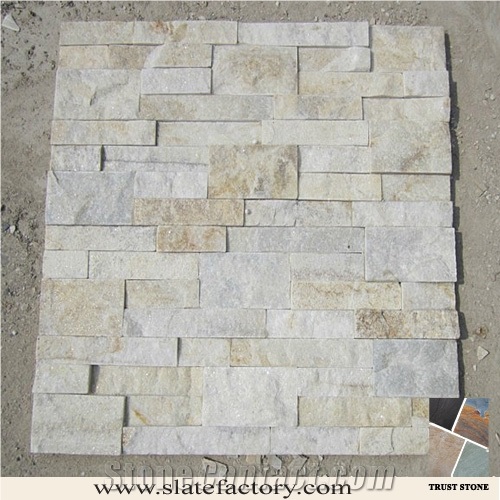 White Quartzite Cheap Cultural Stone,Cultured Stone Wall Cladding, Ledger Stacked Stone Veneer
