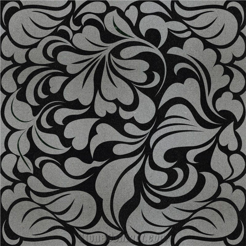 Hand Engraved Granite Tile, Black Granite Relief, Etching from India