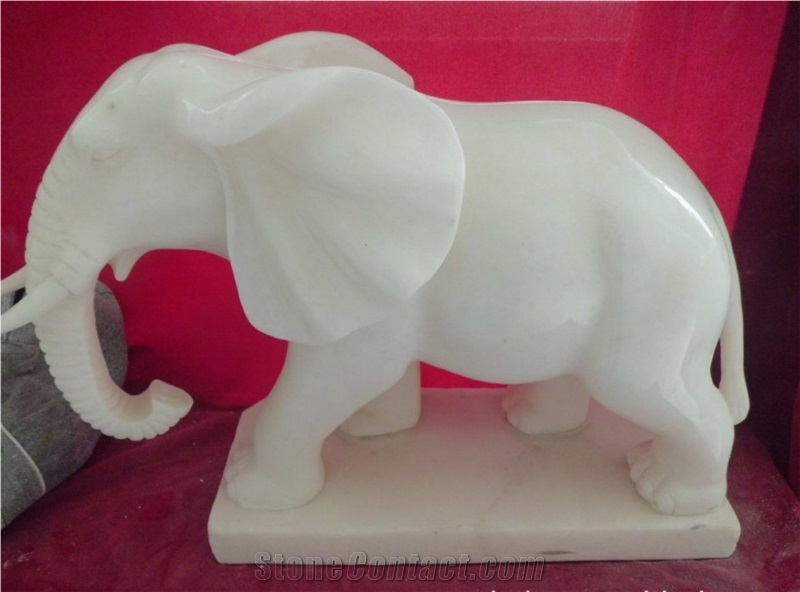 White Marble Elephant Sculpture, Elephant Statue from China
