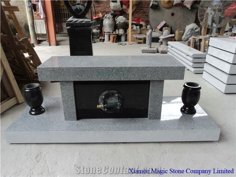 Granite Cremation Bench, G614 Grey Granite Urn, Vase Bench from China