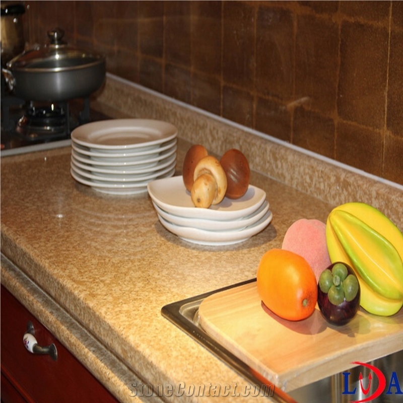 Laminated Quartz Stone Counter Tops, Yellow Kitchen Countertops from