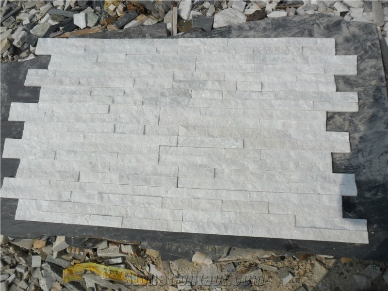 Wellest Shinning White Quartzite Culture Stone, Ledge Stone,Stacked Stone, Wall Cladding Tile