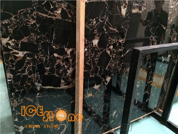 Athen Black Flower Black And Gold Marble Black Portoro Marble From