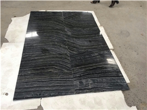 China Antiquity Wood Grain Polished Black Marble Slabs Tiles Marble