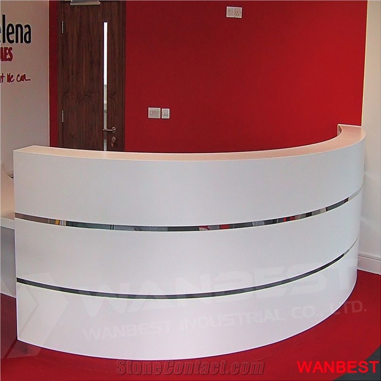 Customized White Artificial Marble Solid Surface Half Round Semi Circle