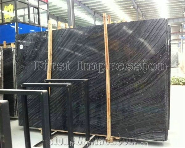 China Black Marble Tile Slab Chinese Dark Wooden Grain Black Ancient