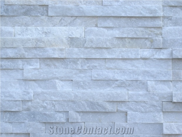 Pure White Quartzite Culture Stone Stacked Stone Veneer Wall Cladding