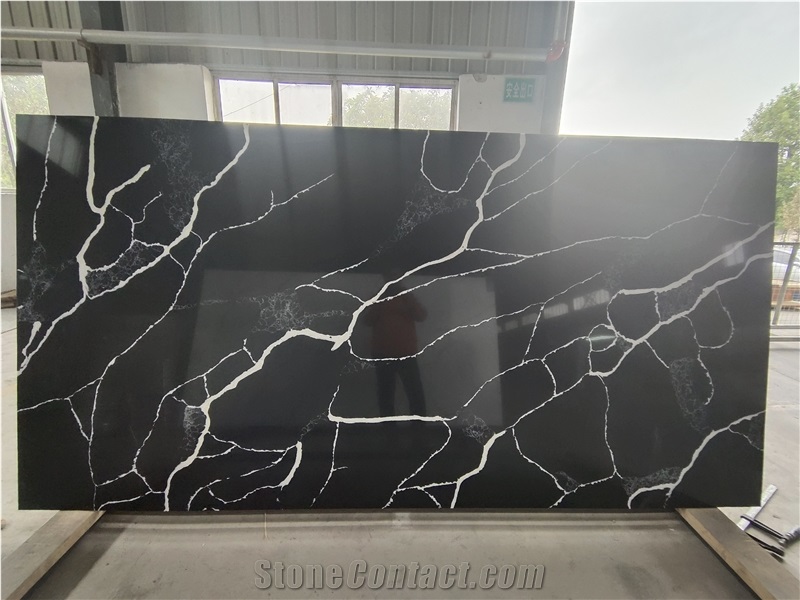 K9924 Chinese Calacatta Black Quartz Stone Slabs From China