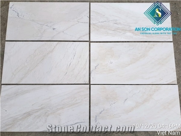 Best Design Royal Milky White Marble Veins Tile Slabs From Viet Nam