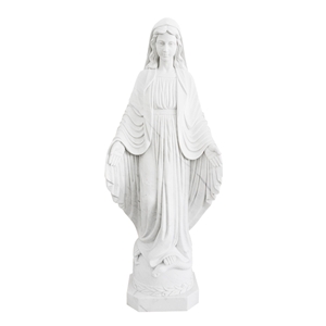 Polished Life Size White Marble Virgin Mary Statue