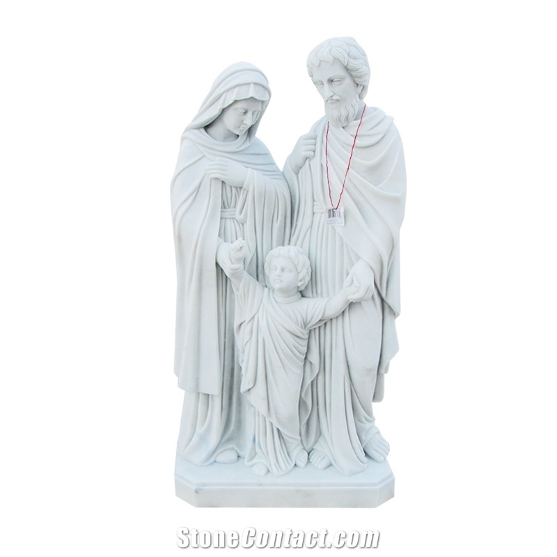Polished Life Size White Marble Virgin Mary Statue