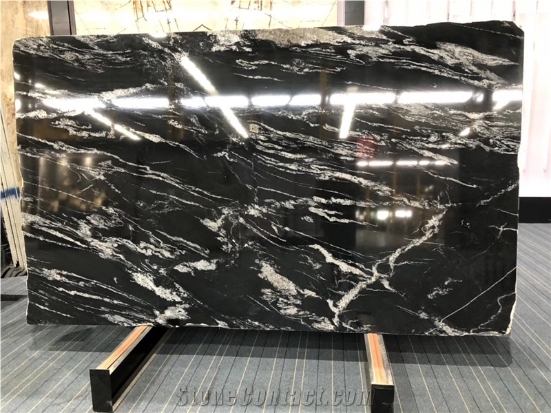 China New Matrix Titanium Black Granite Tile Slab