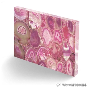 Translucent Pink Agate Stone Slab for Bar Desk