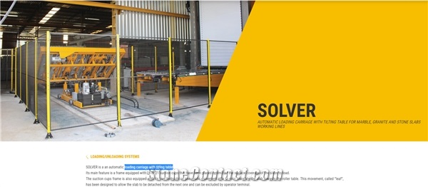 SOLVER Automatic Loading Carriage with Tilting Table for Marble, Granite, Artificial Stones Working Lines