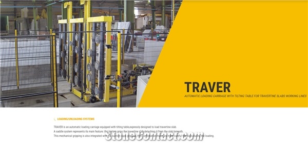 TRAVER Automatic Loading Carriage with Tilting Table for Travertine Slabs Working Lines