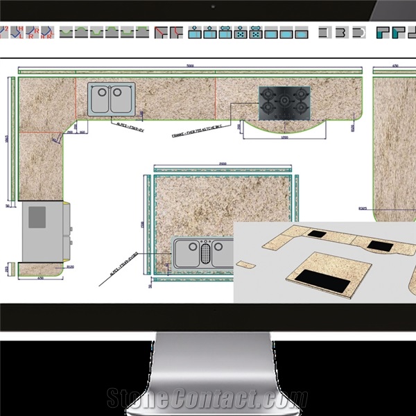 Taglio Top Drive Software for Automatic and integrated production of kitchen and bath countertops