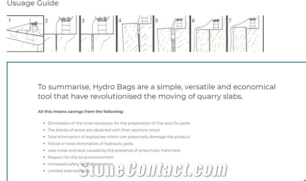 Quarry Hydro Bags - expanding steel cushions 
