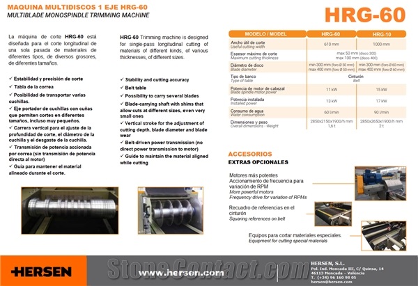 Hersen HRG-60/ HRG-10 Multiblade Cutting Machine with One Axis