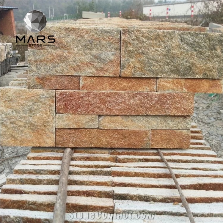 2021 Yellow Textured Exterior Natural Stacked Stone Veneers