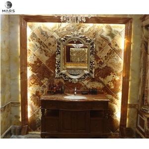 Interior Decoration Blue Jade With Red Pattern OnyxFloorTile