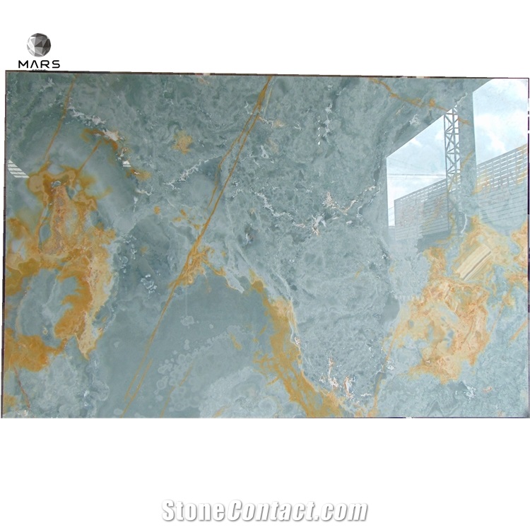 Luxury Natural Golden Blue Onyx Stone Slab