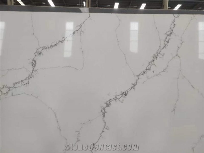 quartz big slab form calacatta white color vanity top