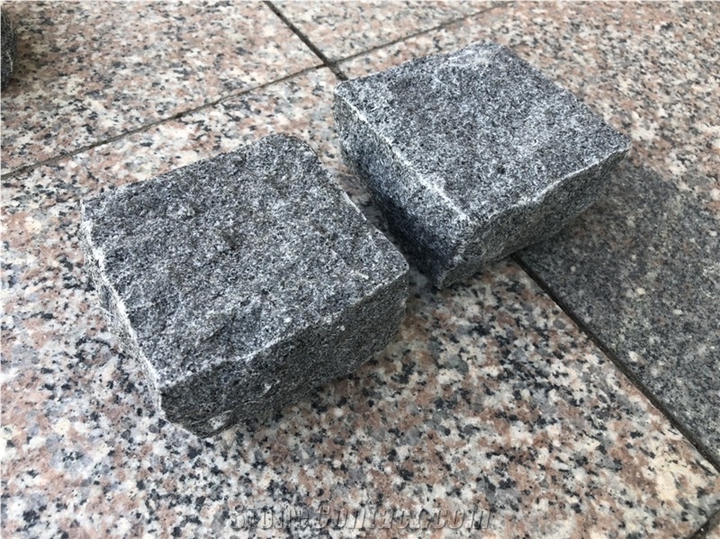 G654 Grey Granite cube, Cobble Stone