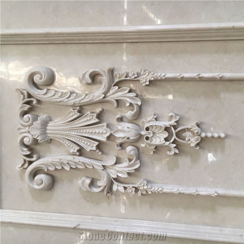 3D carving marble wall mirror frame panel CNC stone decor 