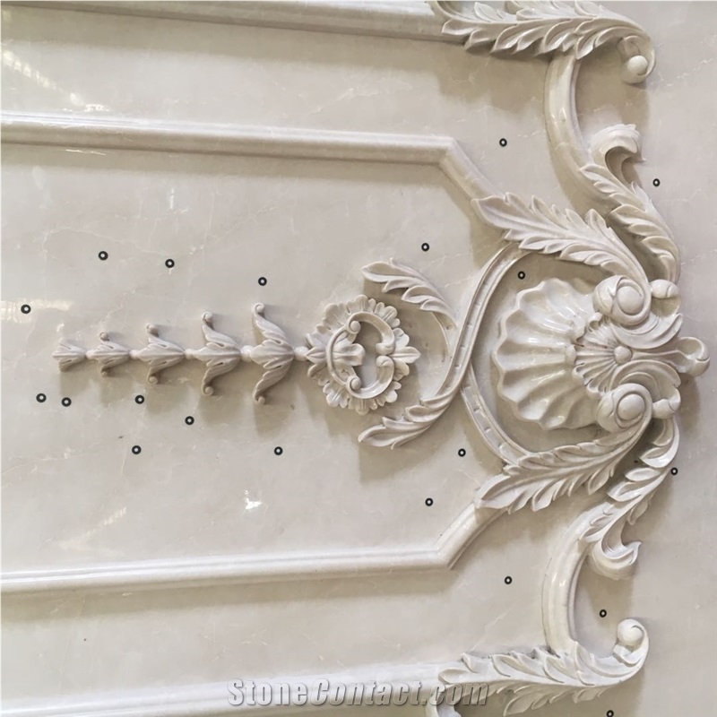 3D carving marble wall mirror frame panel CNC stone decor 