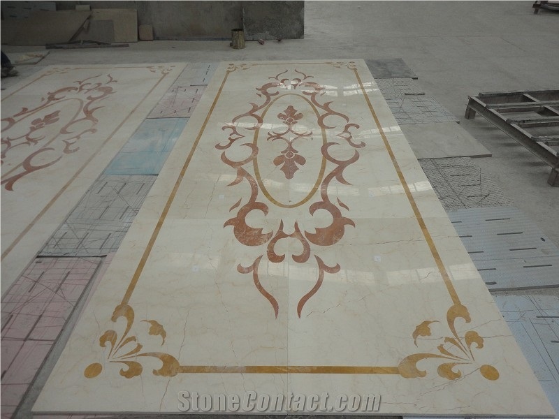 galala cream floor carpet medallion imperial gold waterjet