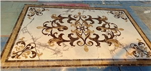 marble floor rosettes emperador dark waterjet medallion