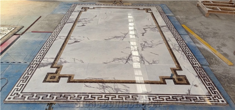 marble floor rosettes emperador dark waterjet medallion