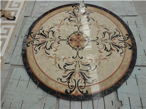 rosso levanto floor waterjet medallion emperador rosettes