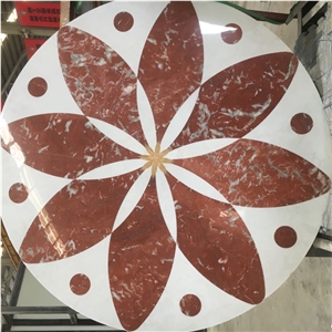 round marble waterjet floor medallion rosso alicante carpet
