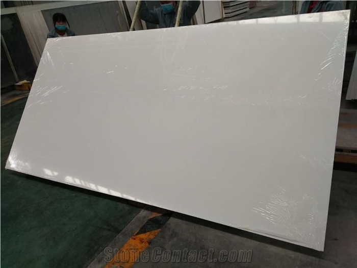Pearl white quartz stone slab