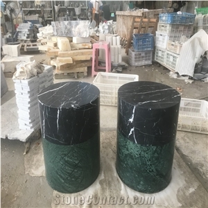 Nero Marquina Marble with Dark green marble Column Pillar