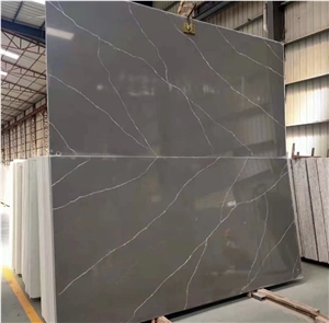 Artificial Calacatta Grey white vein marble Quartz Slab Tile