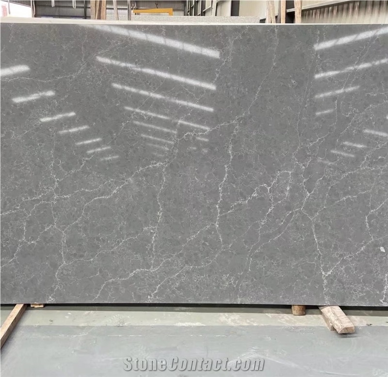 Artificial Engineered Ash Grey marble Quartz Stone Slabs