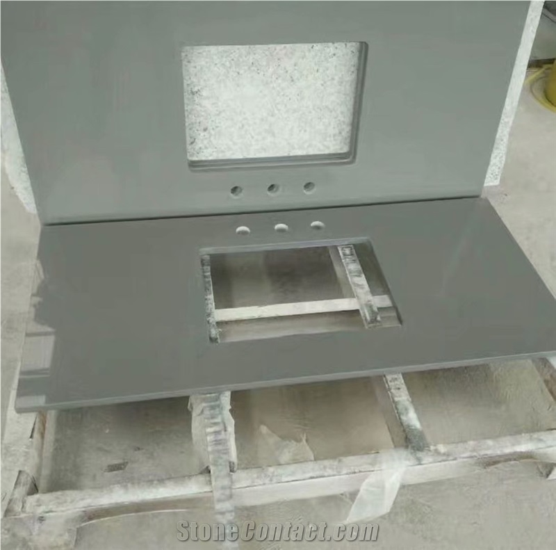 Artificial Engineered Pure Grey marble Quartz Countertop
